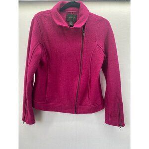 TAHARI Womens Fuchsia Moto Jacket Wool Size Small Office Professional Chic